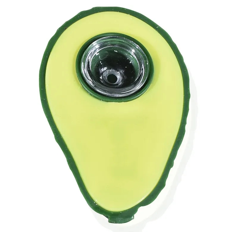 Kleurrijke Draagbare Siliconen Pijpen Avocado Vorm Glas Singlehole Nineholes Filter Scherm Kom Kruid Tabak Sigarettenhouder Waterpijp Waterpijp Bong roken DHL