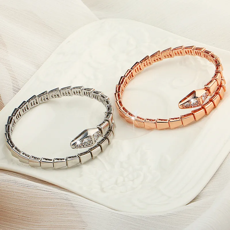 Cute Snake Bangle Gold Silver Women Crystal Animal Snake Bangles Bracelet for Gift Party