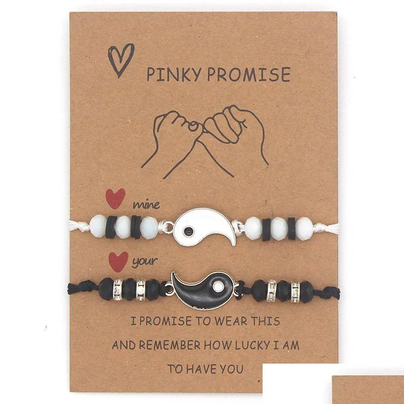Bracelets de charme faits à la main Couple corde réglable chinois Tai Chi pendentif tissé Bracelet amitié bijoux cadeaux livraison directe Dhyas