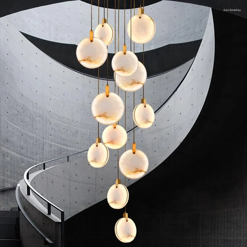 Lustres Pingente Lâmpada Led Art Lustre Luz Moderna Iluminação em Mármore Natural Sala de Jantar Decoração da Casa Escada Loft Bar Luminária Suspensa