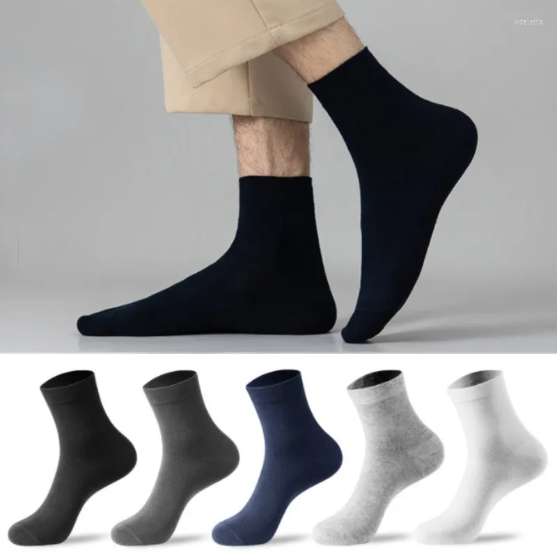 Erkek çorap erkekler için pamuk ayak bileği mürettebat siyah beyaz nefes alabilen yürüyüş kadınlar rahat bahar iş orta tüp yaz