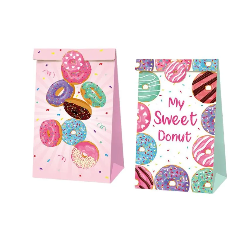 Подарочная упаковка Donuts Dessert Party Candy Back День рождения торт выпечка масла коричневый бумажный пакет22x12x8 см. Капля доставка OT39V