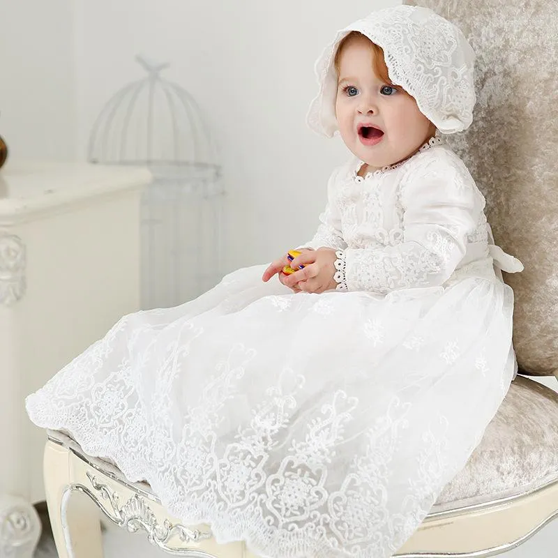 Vestidos para meninas de 0 a 2 anos, crianças, comprimento, renda, vestido de batizado, bebês, meninas, infantil, casamento, batizado, branco