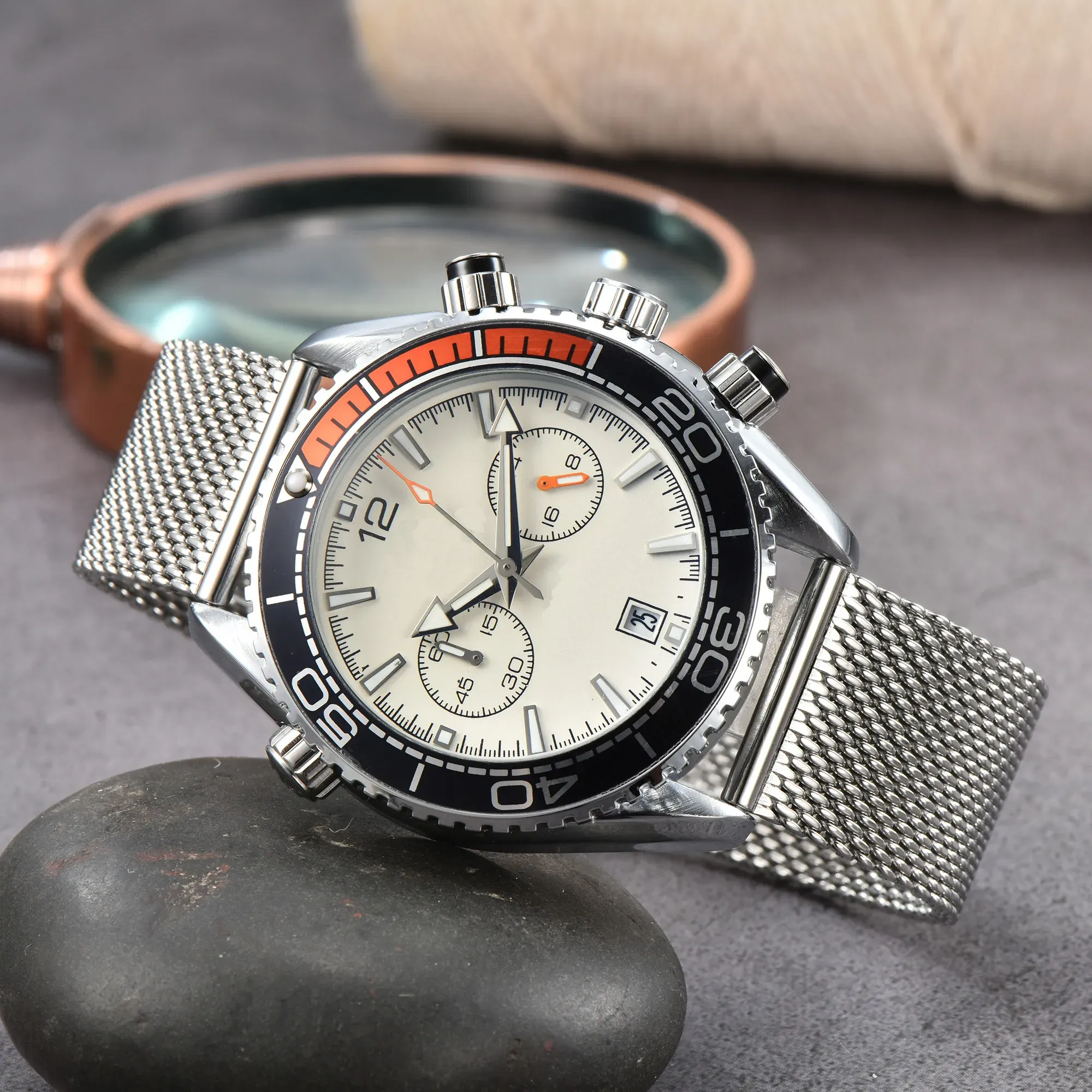 Luksusowy Omegor Nowa marka Oryginalna biznesmen mężczyzn ogląda klasyczny okrągły kwarcowy zegar zegar na rękę