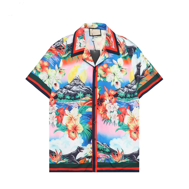Дизайнерская рубашка Мужчина на пуговицах рубашки для печати боулинг рубашка Hawaii цветочные повседневные рубашки Мужчина Slim Fit Платье с коротким рукавом гавайская футболка M-3XL UG7