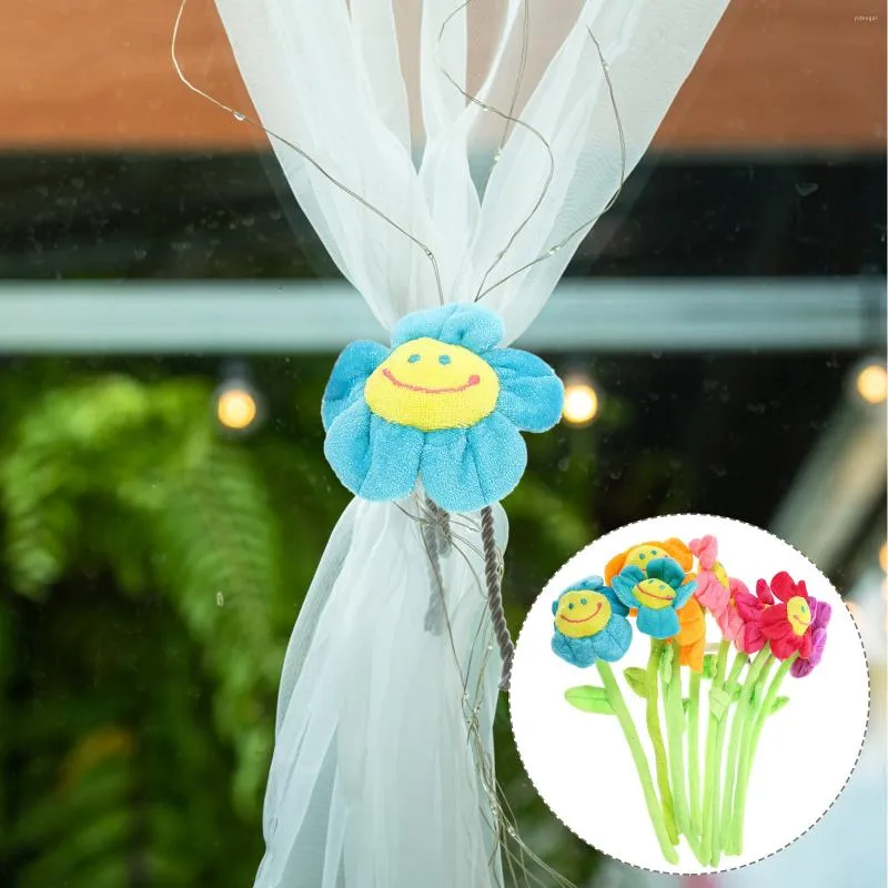 Decorative Flowers 10pcs Diy Bouquet Sunflower Curtain Tieback Fake Flower Decor Stuffed Drape