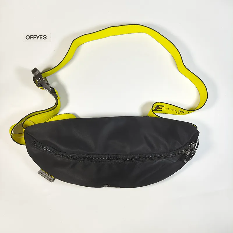 Noir Industriel Bum Sac Jaune Sangle Taille Sac Femmes Hommes Élégant Cool Fanny Pack Camping Voyage En Plein Air Bandoulière Poitrine Sac Hip Pack Waistpack