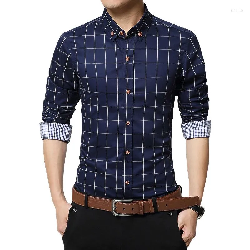 Chemises décontractées pour hommes 2023 chemise boutonnée pour hommes vers le bas chemise formelle qualité florale à manches longues hommes marque affaires travail coton