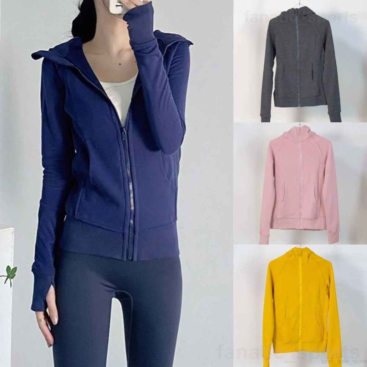 Définir Femme Yoga Vestes À Capuche Solide Zip Up Veste D'extérieur À Capuche Formation À Manches Longues Mince Athlétique Manteau À Capuche Stretch Fitness Vêtements