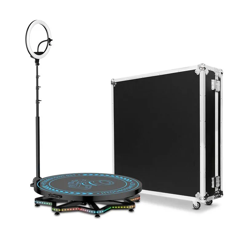 Led Stage Lighting 360 Degree Video Photobooth with Ring Lights Custom logo light filling panoramic photography automatic rotation 360 photo booth