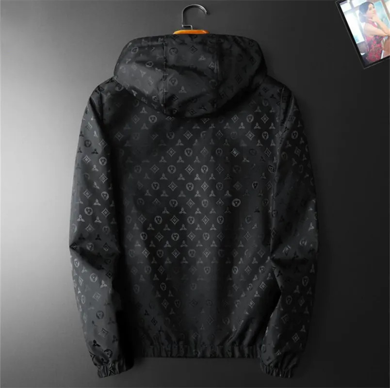 Fashionable Mens Jacket Long Sleeve Zipper black Full-body Printed Slim High Quality Windbreaker Men Thin coat Outdoors in Autumn Winter M-3XL