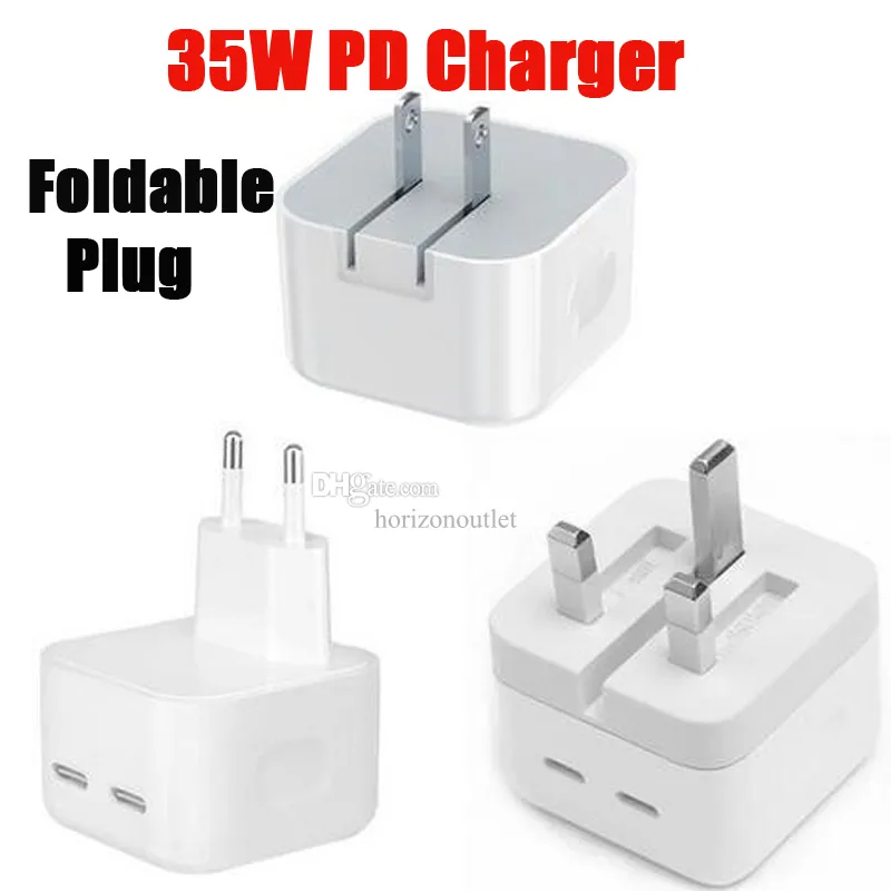 Double USB 35W GaN chargeur mural rapide adaptateur secteur en métal 2 ports pliable charge rapide pour iPhone 14 13 Pro Max Samsung Android Smart Phone écouteurs voyage maison Apple