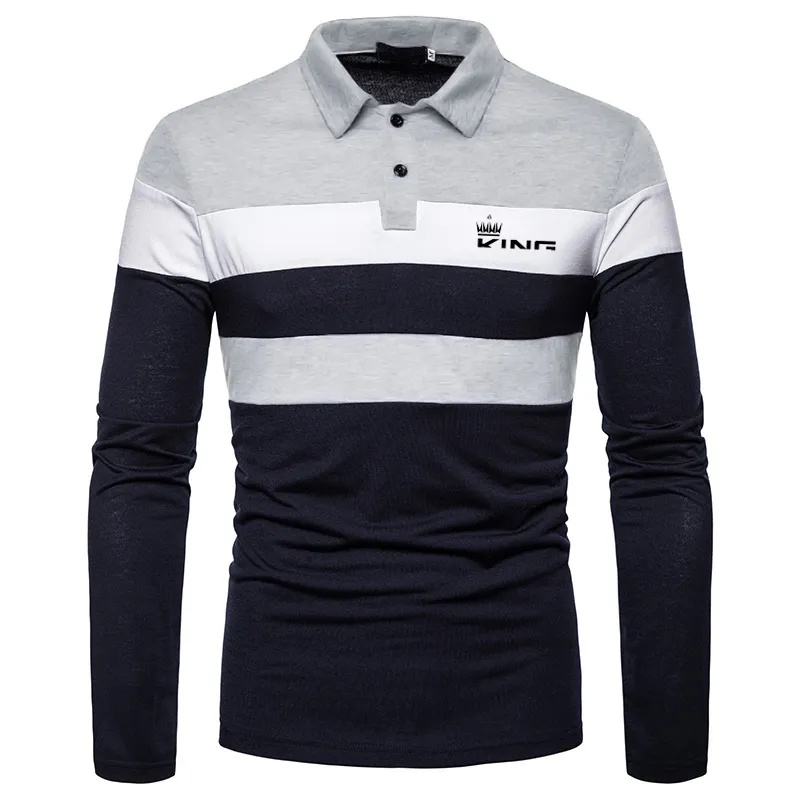 Polo da uomo Polo da uomo Manica lunga Colore a contrasto Abbigliamento Four Seasons Streetwear Moda casual Top 230609