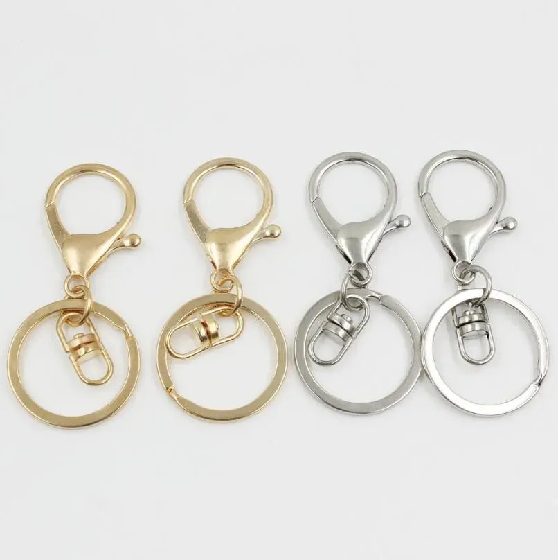 Silver/Gold Biger Lobster Clasp Tone Key Chains & Key Rings Round Split keychain Car Key Rings Blank Metal Keychains