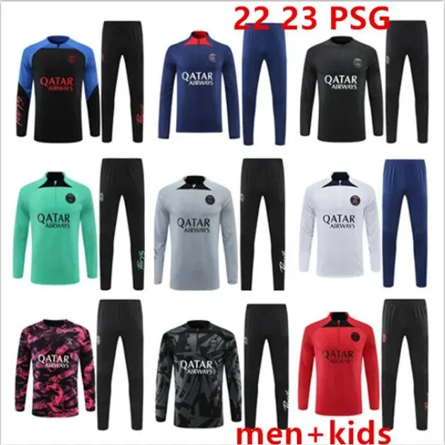 22/23 Chandal Tuta PSGS Tracksuits Tracksuits Suit Maillot 2022 2023 Paris Soccer Tracksuit Kit Survlement Mbappe Mens and Kids Mode Chandal Jacket