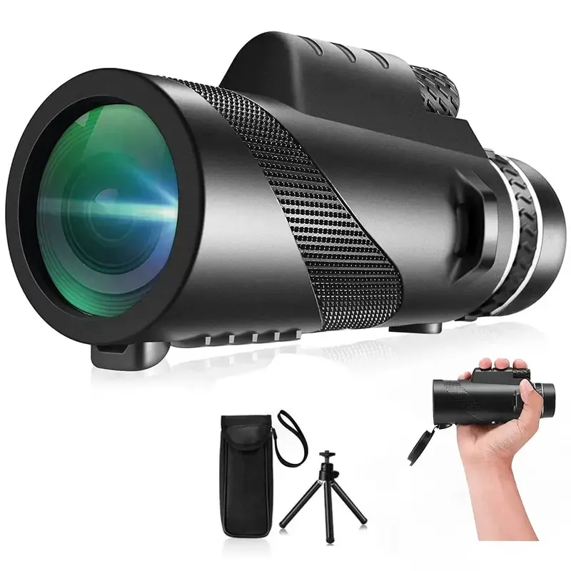 Telescópio monocular 12x50, monóculos para adultos telescópio monocular HD de alta potência para telefone celular telescópio monocular