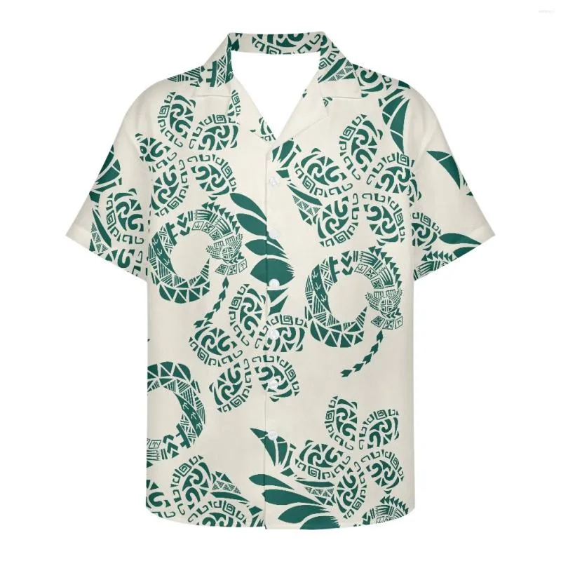 Mannen Casual Shirts Polynesische Tribal Hawaiiaanse Totem Tattoo Hawaii Prints Zomer Shirt Voor Mannen Strand Kleding Mode Korte Mouw