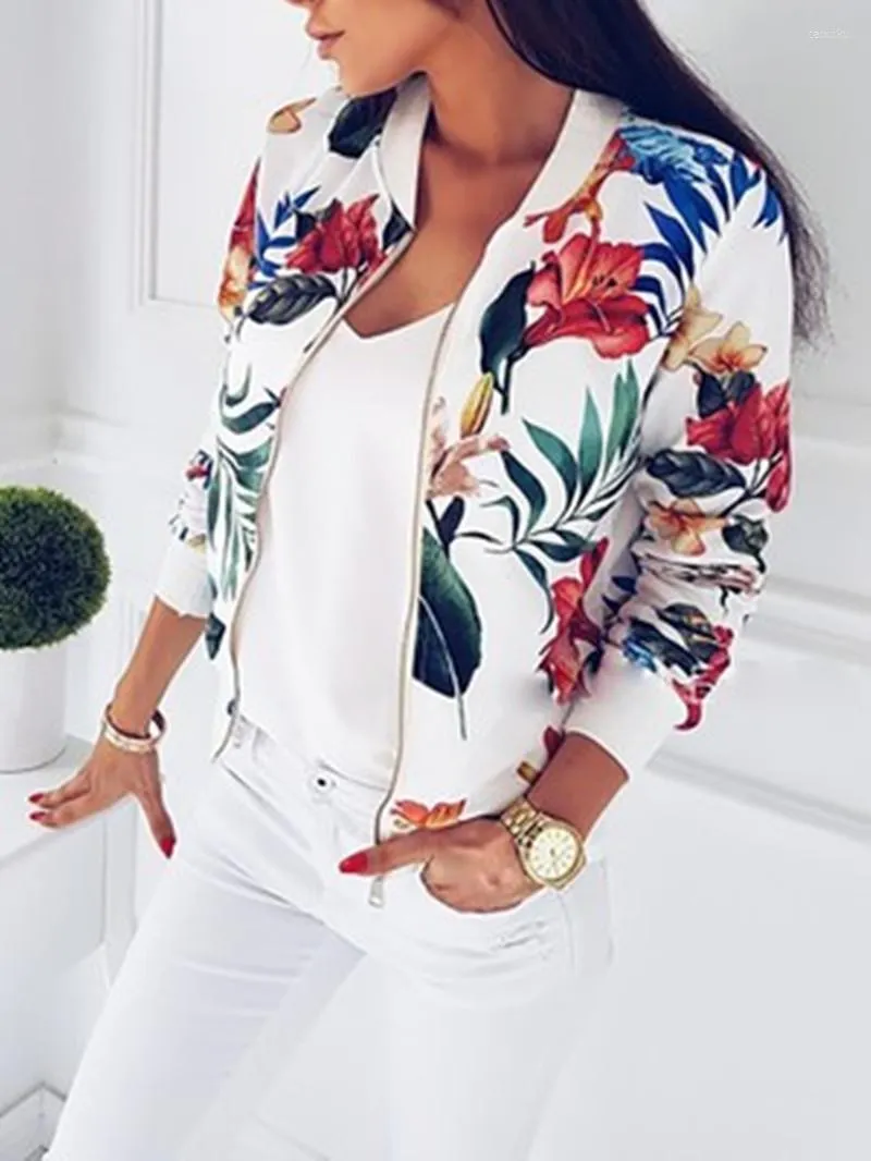 Женские куртки Olgitum 2023 Женские покрытие Ladies Vintage Floral Zipper Jacket Casual осень -одежда JK607