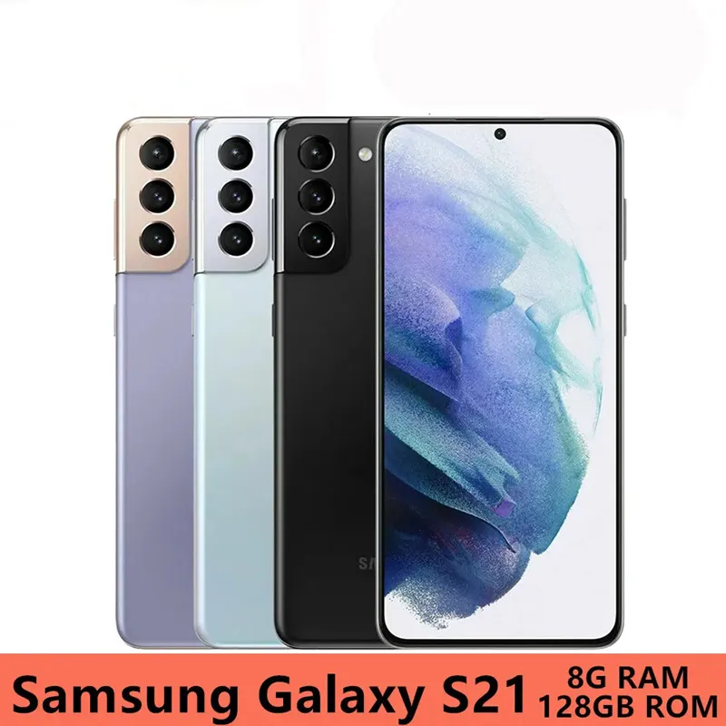 Samsung Galaxy S21 5G G991U1 6.2 "ROM 128 RAM 8GB Snapdragon 888 NFC Triple Tylna kamera Octa Core Original 5G Cell Telefon