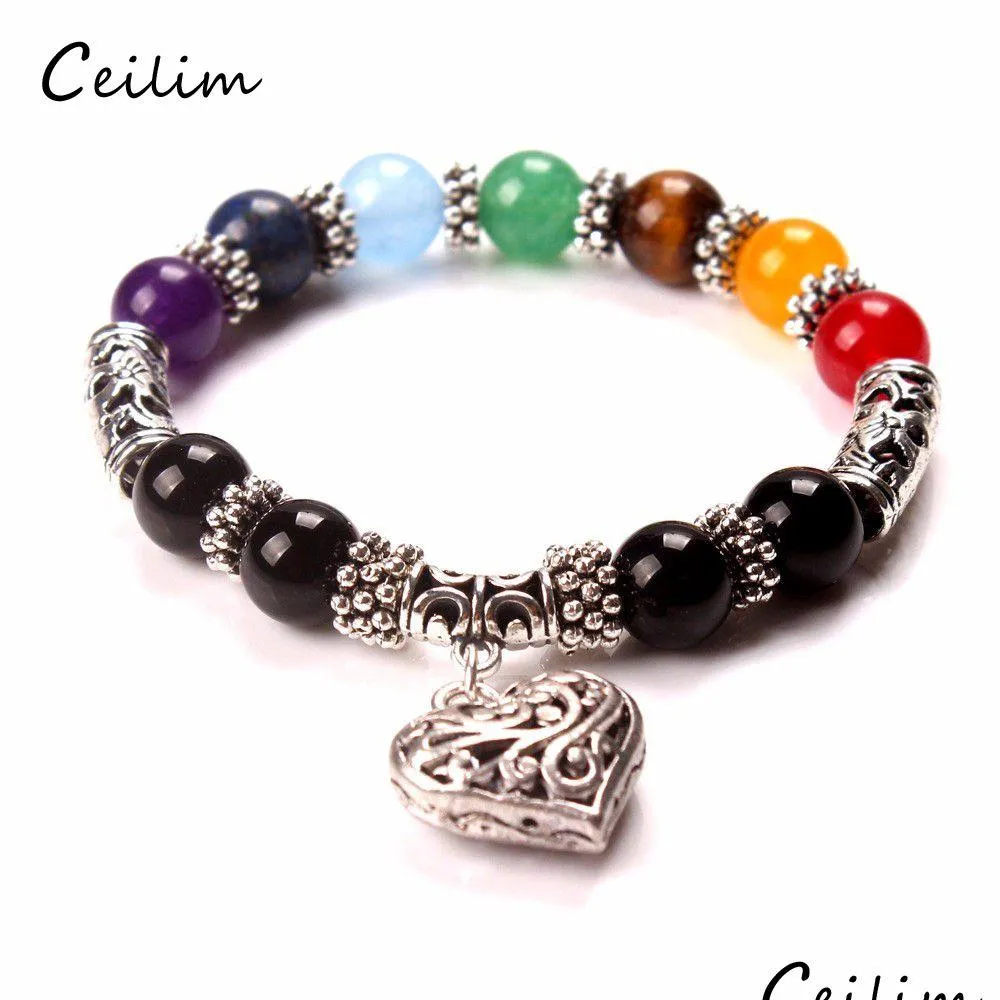 Perline Nuovo arrivo 7 Chakra Bracciale Uomo Guarigione Nce Perline Reiki Buddha Preghiera Pietra naturale Yoga Per le donne Consegna goccia Gioielli Reggiseno Dhmhq