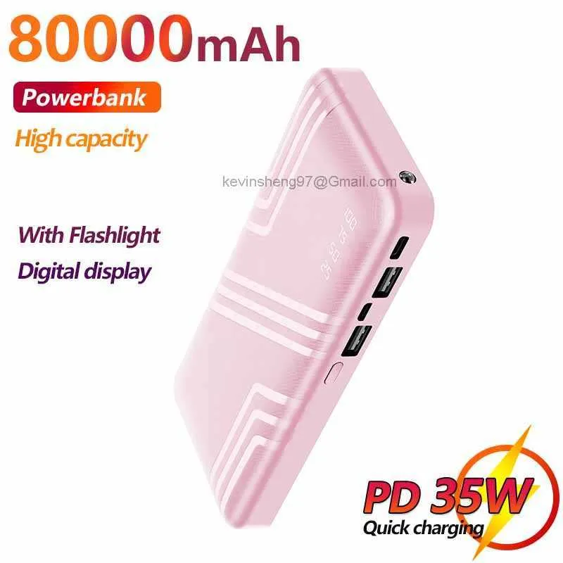 Bezpłatne dostosowane logo 80000 mAh Power Banks Zewnętrzna ładowarka akumulatorowa Szybka ładowarka PowerBank Przenośna ładowarka zasilacza dla iPhone'a