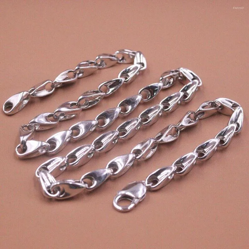 Łańcuchy Real 925 Srebrny srebrny 7 mm owalny łańcuch łańcuchowy łańcuch 23,6 "lobaster-clipp
