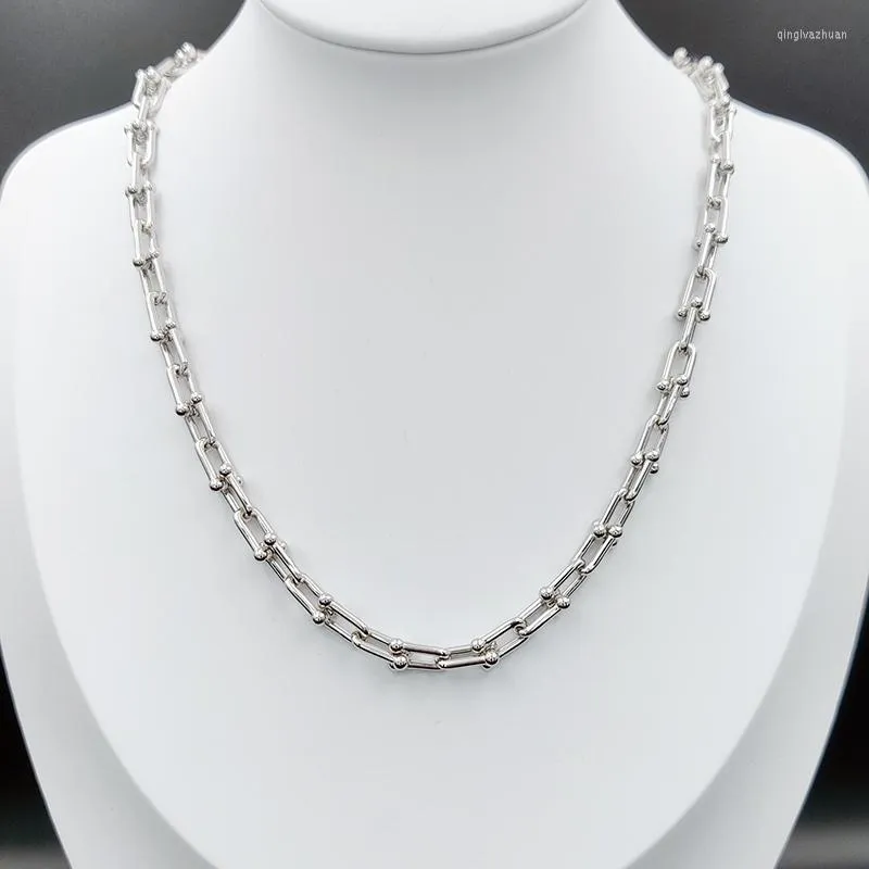 Chains High Quality S925 Sterling Silver Classic U-shaped Necklace For Men And Women Fashion Jewelry Party Holiday Gifts