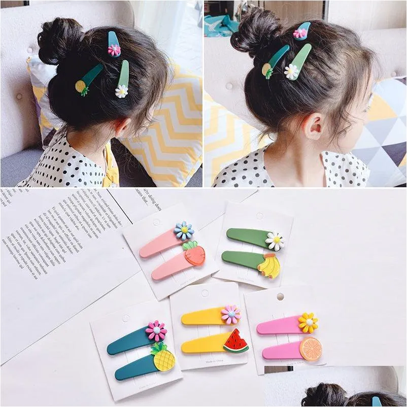 Hair Clips Barrettes Korean Cute Fruit Vegetable Hairpin Bee Candy Sweet Daisy Flower Clip Bangs Accessories Hairwear Jewelry Drop Dhvnj