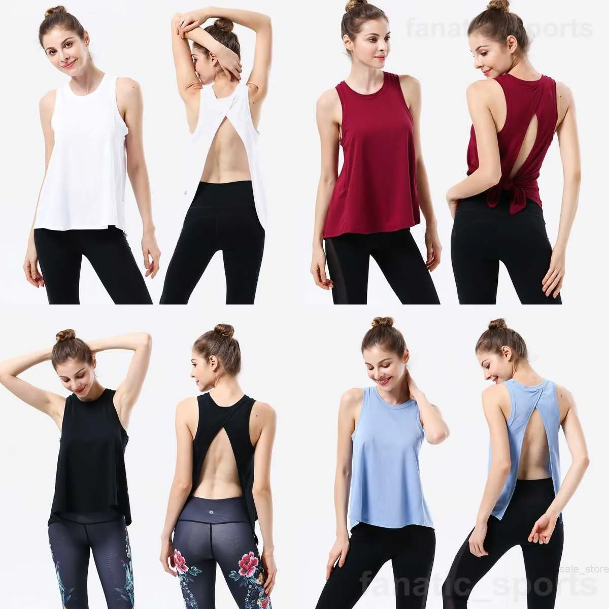 Lady Sport Tank Top Woman Beautiful Back Exercise Yoga Vest Sleeveless Oversize Gym Smock Sexy Cover Yogas Wear Workout Round Neck Elastic