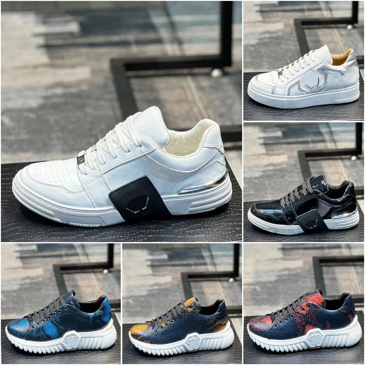 Designers Men HEXAGON LO-TOP SNEAKERS Fashion High quality SUPER STREET LO-TOP SNEAKERS Leather Casual sports shoes Size 38-45