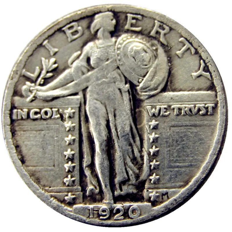 USA 1920 P/S Standing Liberty Quarter Dollars Silver Plated Copy Coin