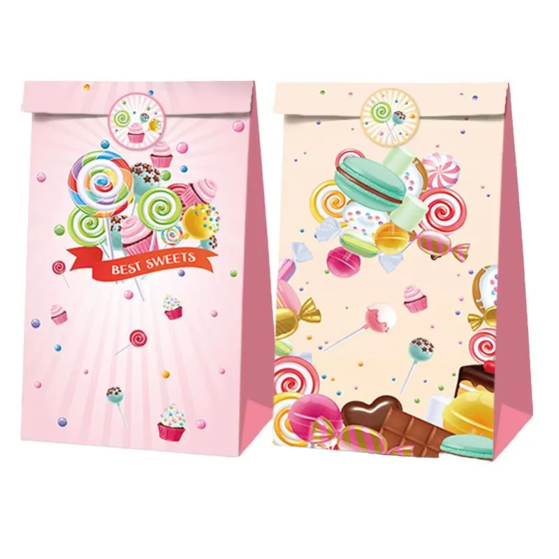 Emballage Cadeau Sucettes Doux Thème Fête Sac Anniversaire Bonbons Papier Sac22X12X8Cm Drop Delivery Otsb4