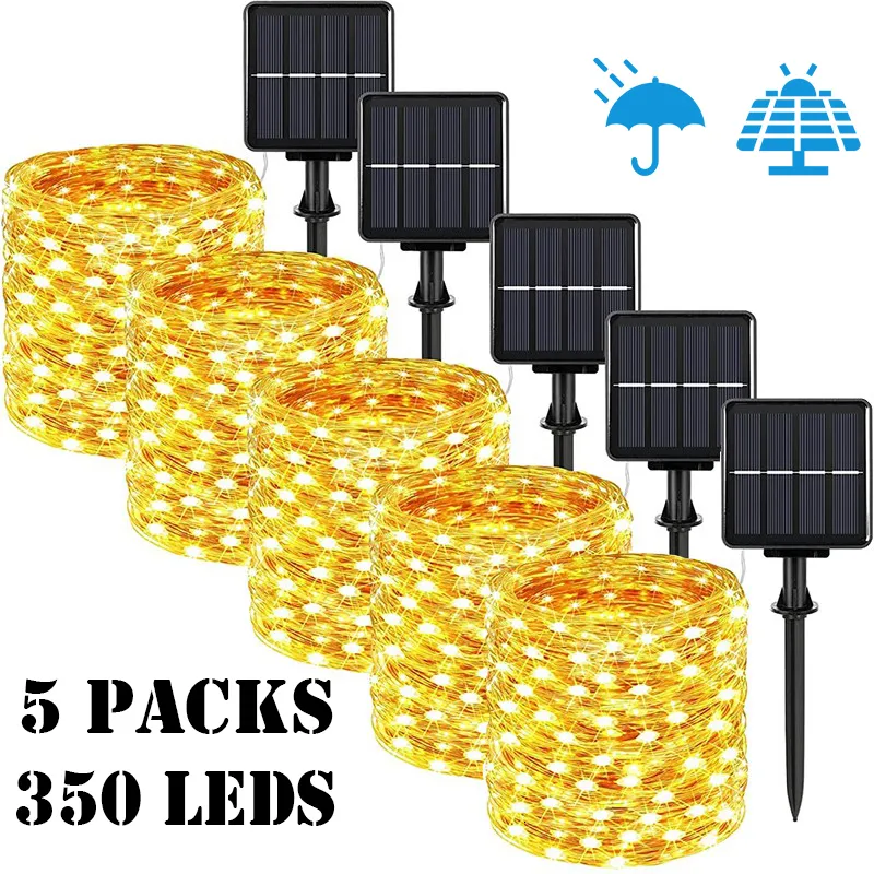 Decorações de jardim 7m12m22m32m LED luz solar ao ar livre corda de fada led cintilante lâmpada à prova d'água para festa de natal na árvore do pátio 230609