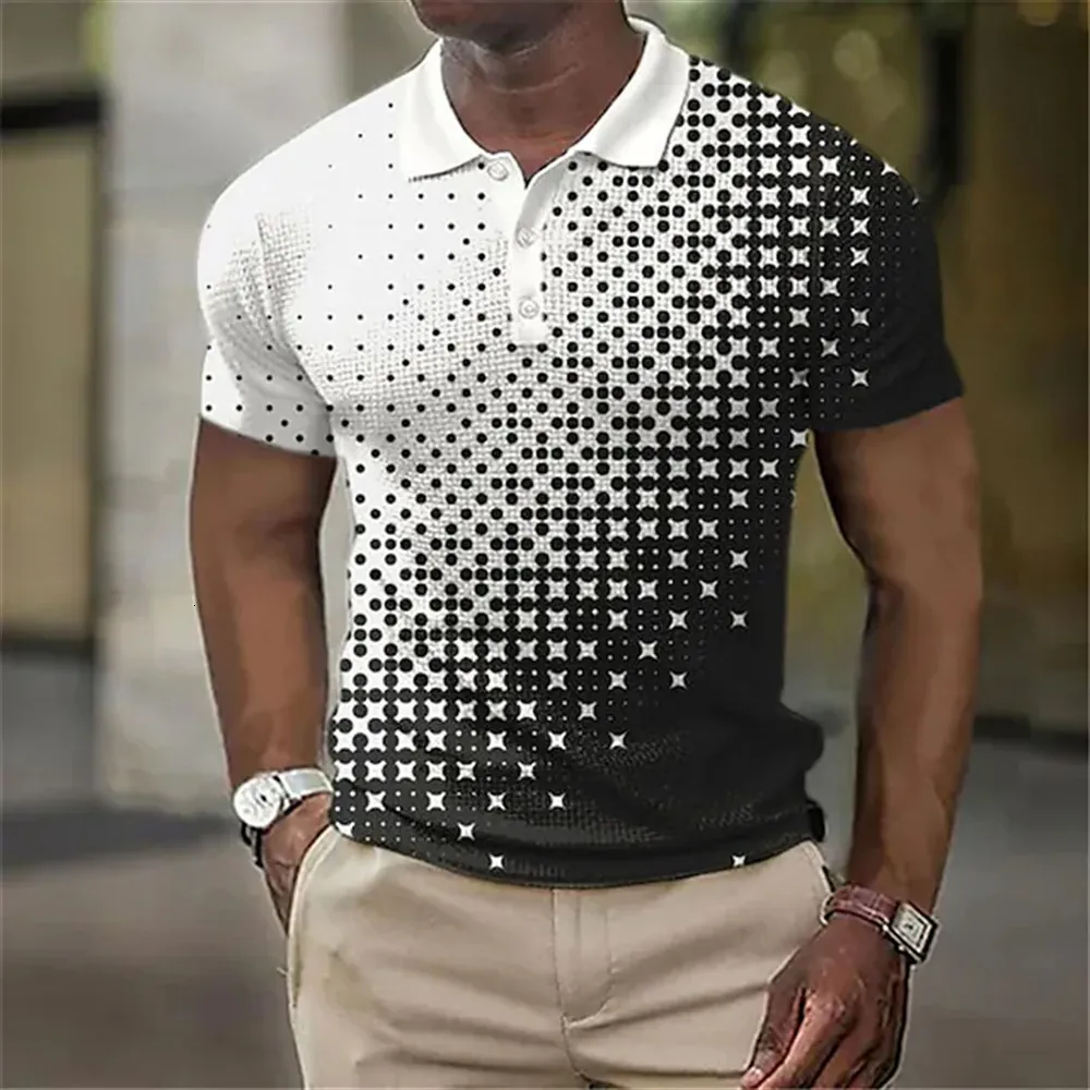 2024 Polo Herren Polos Hemd Golf Shirts Plaid Turndown 3D Print Tees Streetwear Kurzarm Buttondown Casual Bluse Top 230609 s Sport