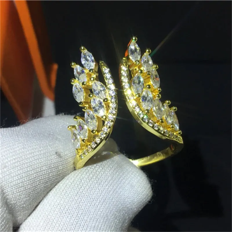 3 colors Angel wings ring Real Silver Color AAAAA Cz Engagement Wedding Band Rings for women Bridal Fashion Party Jewelry