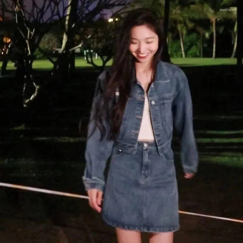 ジャケット・アウター Denim Blouson & Balloon Skirt Set Charlotte Denim Bubble Skirt Set - Grey | Fashion Nova