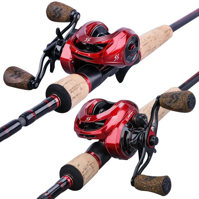 Rod Reel Combo Sougayilang Fishing 2.1M 2.4M 4Sections Fundição de Fibra de Carbono com 9 1BB 8 1 Baitcasting Pesca 230609