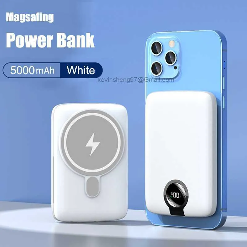 LOGO personalizzato gratuito Display digitale a LED portatile Banche di alimentazione magnetiche per iPhone12 13 Pro Max 5000mAh Batteria esterna PD 20W Ricarica rapida PoverBank