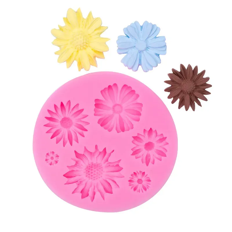 Sunflower Sugared Cake Moulds Western Bakery Liquid Silicone Appliances Kitchen Tools Mixed Wholesale JN10