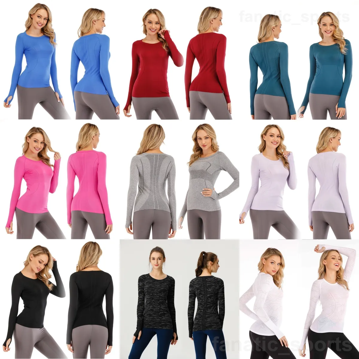 Lu Align Lu Lady Yogas Sport T-shirt long T-shirt d'exercice à séchage rapide Tops Slim Define T-shirts d'entraînement Étirement serré Sexy Swiftly Tech Col rond serré