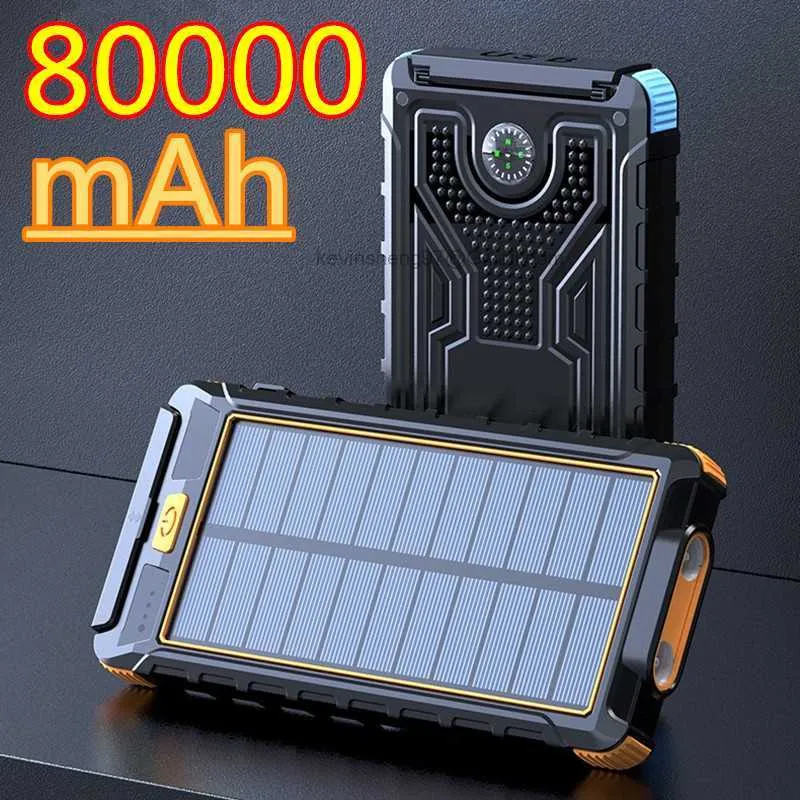 LOGO personalizzato gratuito 80000mAh Solar Power Bank Caricabatterie portatile USB Batteria esterna di grande capacità esterna per iPhone Samsung Xiaomi