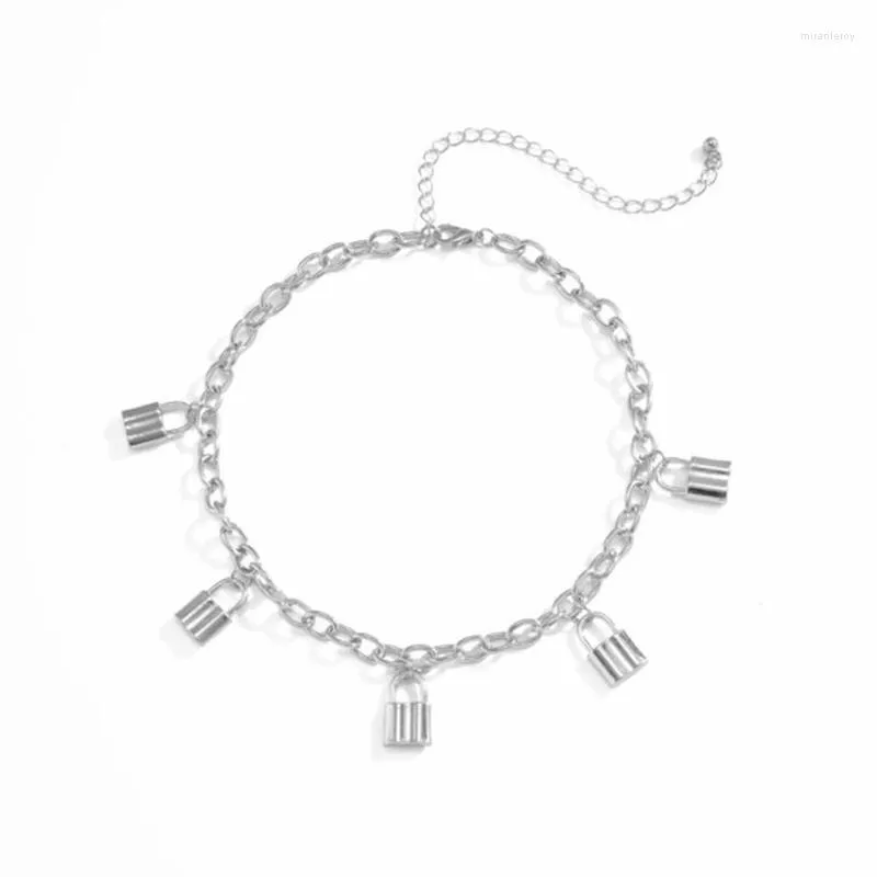 Choke Chain Necklace Punk Chain With Lock Necklace, Silver Tone