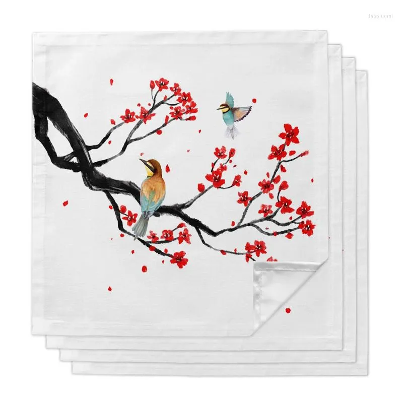 Serviette de table 2 pièces Style chinois fleur oiseau serviettes réutilisables dîner mariage Banquet décor tissu fournitures fête décoration