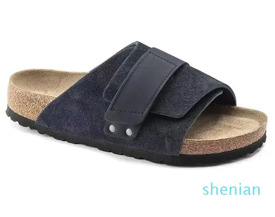 Single buckle sandals Slippers OP17 men's and women's same style coleather suede cork slippers kyoto series pink