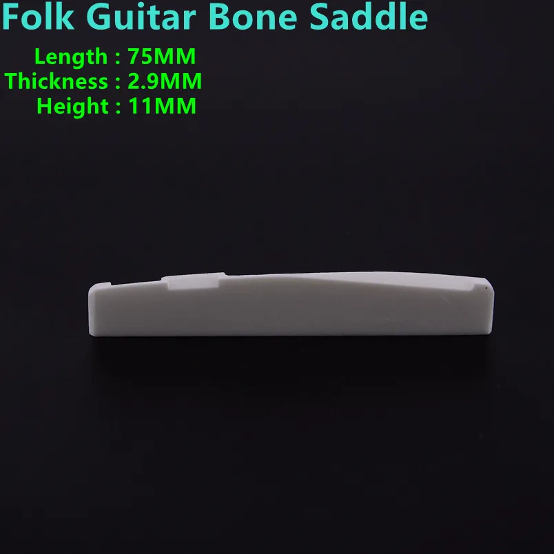 Real Bone Bridge Saddle for Folk Acoustic Guitar 75 mm * 2,9 mm * 11 mm