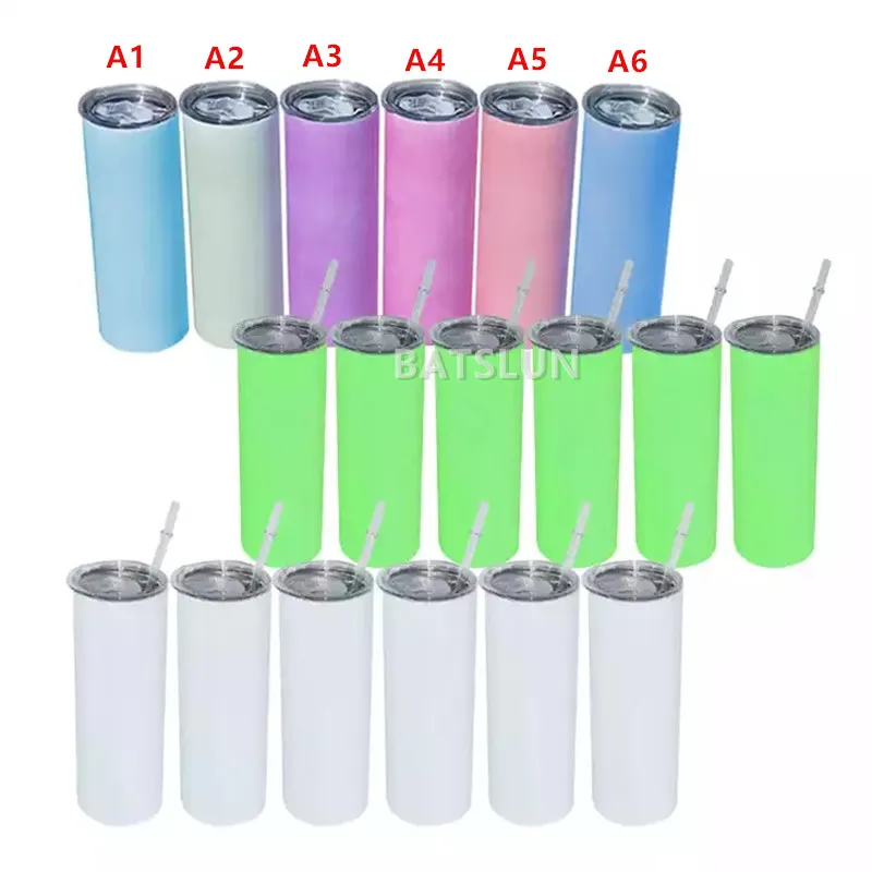 Sublimation 20oz Straight Tumbler Glow In The Dark UV Color Changing Tumblers Stainless Steel Coffee Cup With Straw