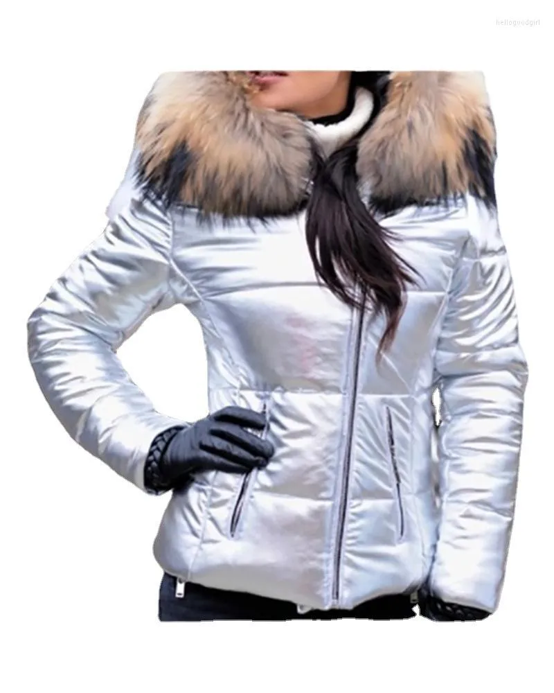Casaco de inverno com gola de guaxinim artificial de pele feminina 2023 para mulheres e roupas de outono de alta qualidade parkas outwear casacos longos