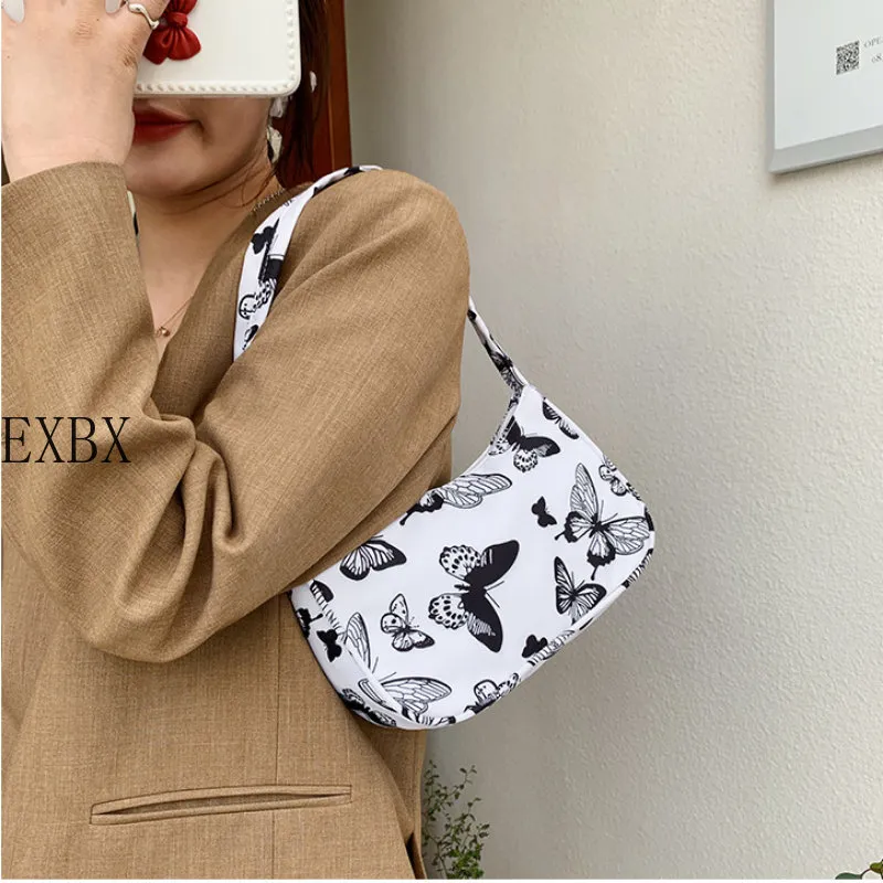 2022 Animal Pattern Print Nylon Shoulder Bag Casual Women Handbag Butterfly Leopard Zebra Vaca Print Woman Ladies Underarm Bags