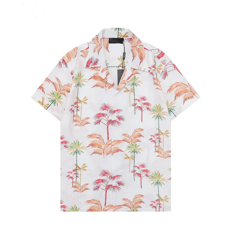 Designer skjorta herrknapp upp skjortor tryck bowling skjorta hawaii blommor casual skjortor män smal passar kort ärm klänning hawaiian t-shirt m-3xl ug4
