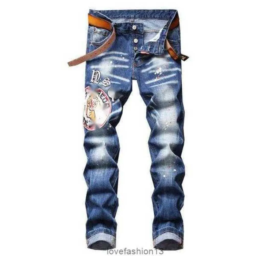 Moda DS marka europejskie Włochy męskie dżinsy męskie dżinsowe spodnie zamek błękitniskowe Pencil Pants Jeansn6hi